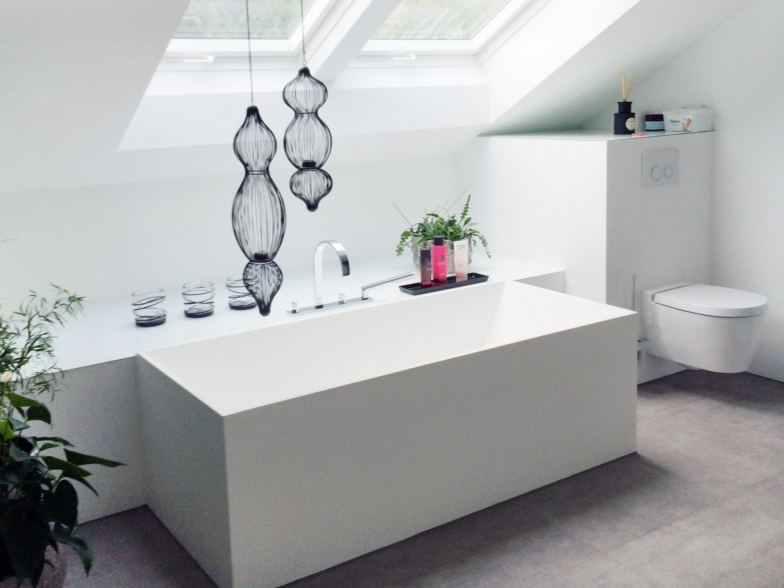 luxury bathtub in contemporary bathroom