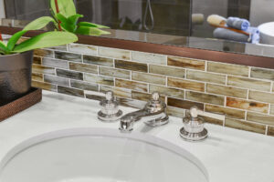 countertop sink with mosaic tiles