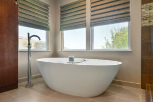 freestanding bathtub in modern bathroom