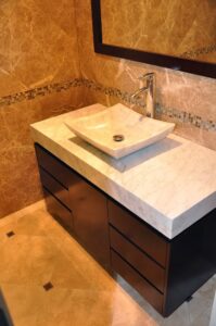 countertop sink with marble countertop