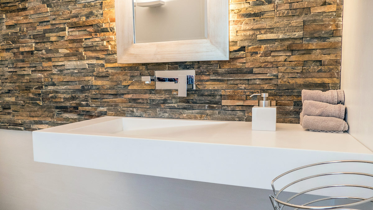 wall mounted sink with ramp