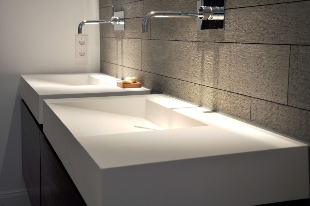 Solid Surface Wall Mounted Bathroom Sink Model WT04A Badeloft USA