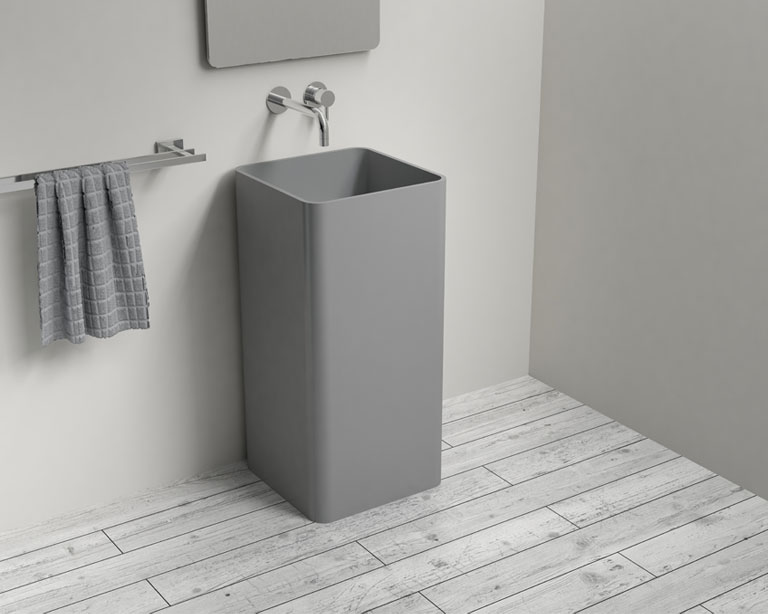 Freestanding Sink SB01GRY Square Pedestal Sink Badeloft USA