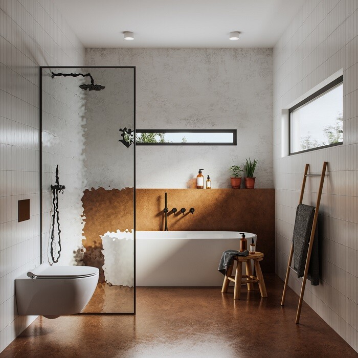modern bathtub and shower combo