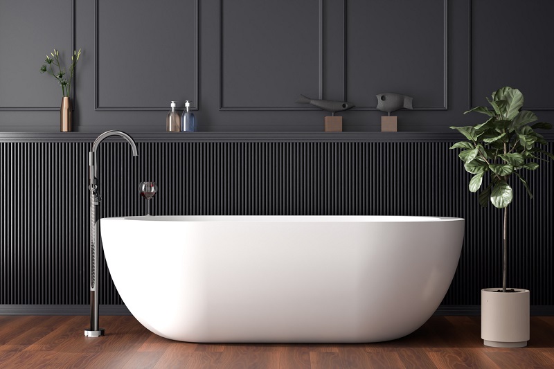 bathtub with plant. 