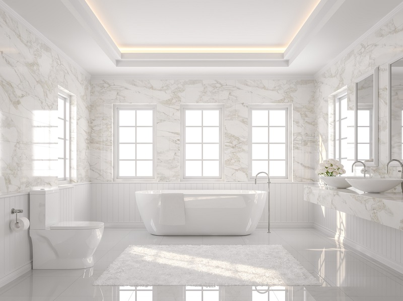 Luxury white bathroom 3d render