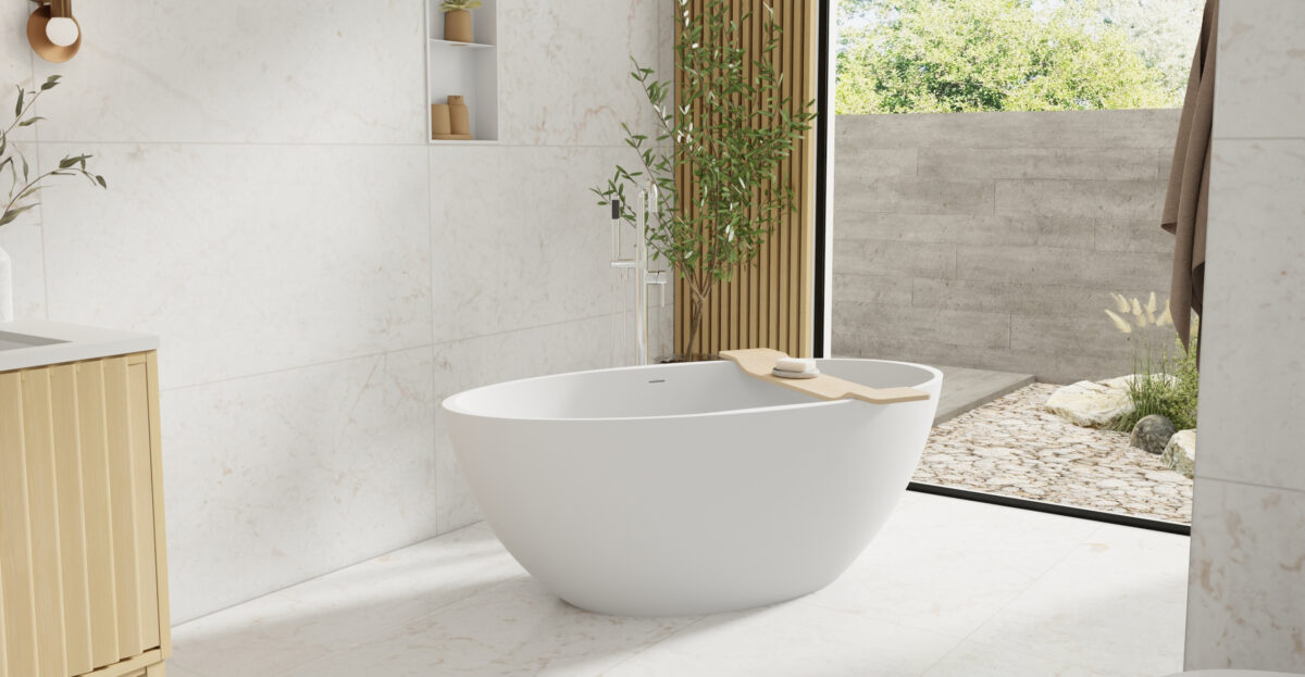 Freestanding Bathtub - Model BW-04 L - Stone Resin | Badeloft USA