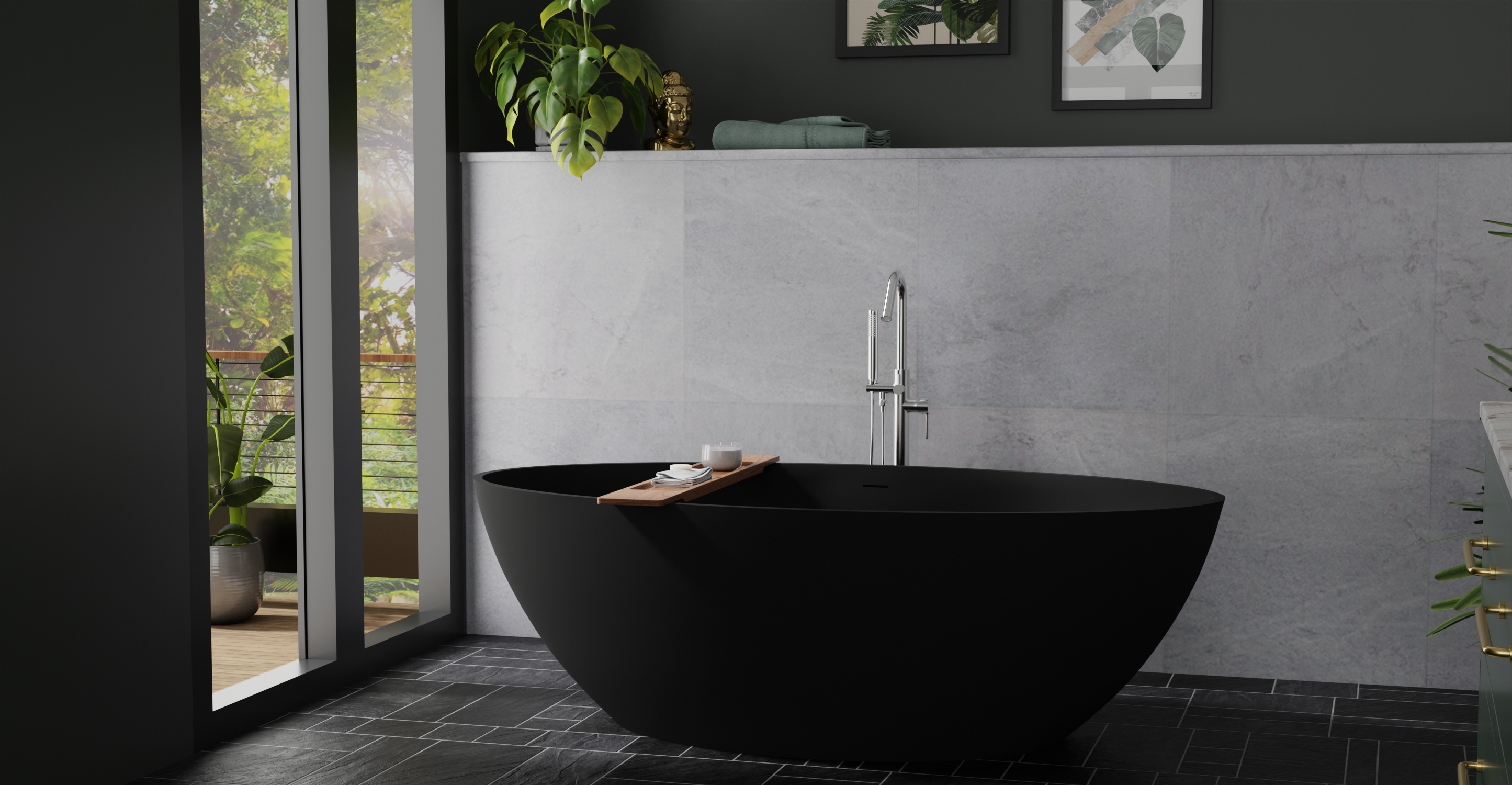 Freestanding Bathtub BW-05-XL-BLK