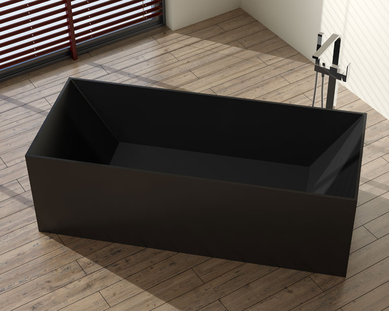 Black Rectangular Freestanding Bathtub - BW-07-BLK | Badeloft USA