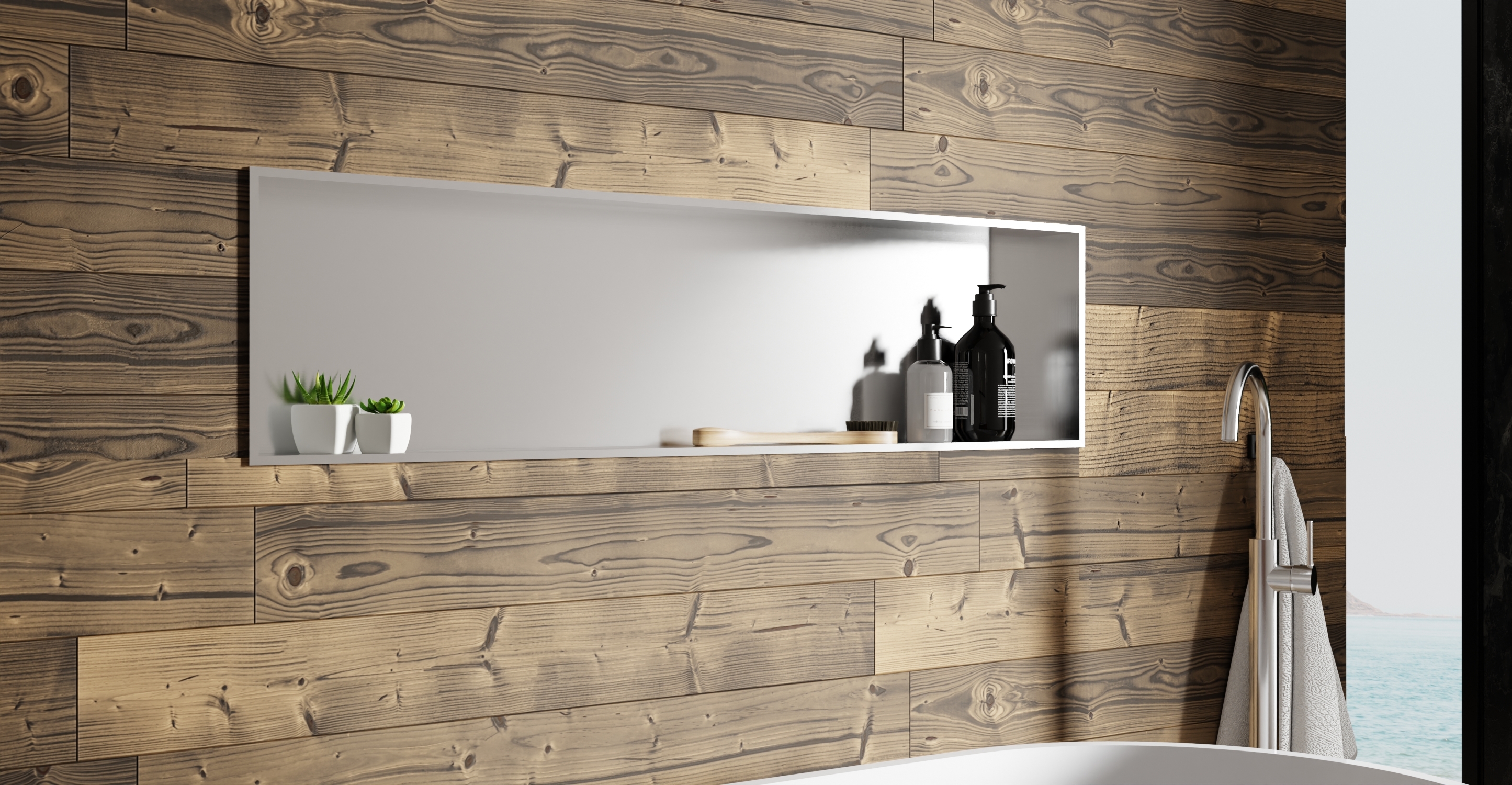 White Shower / Bathtub Niche NS-04