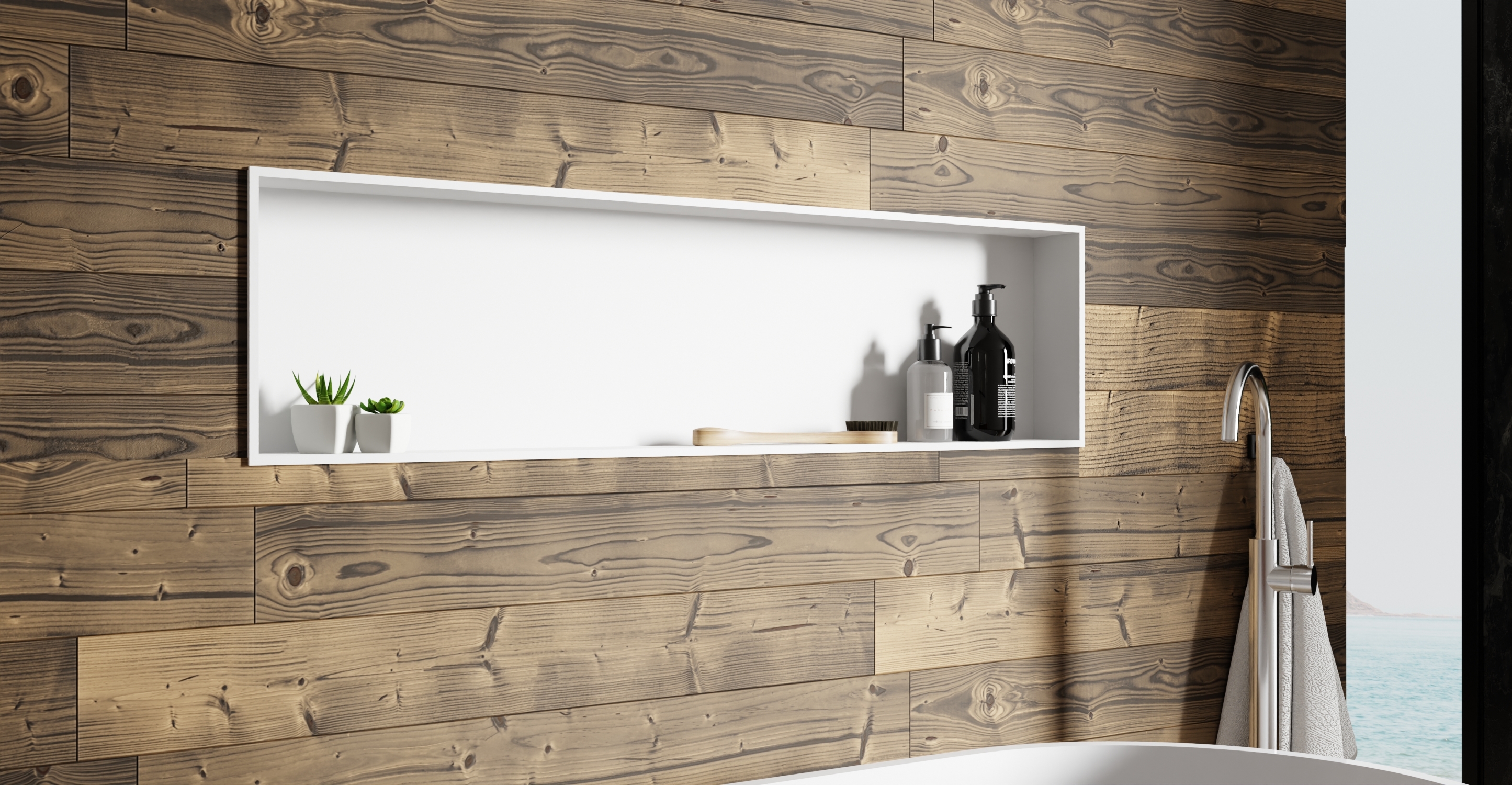 White Shower / Bathtub Niche NS-04
