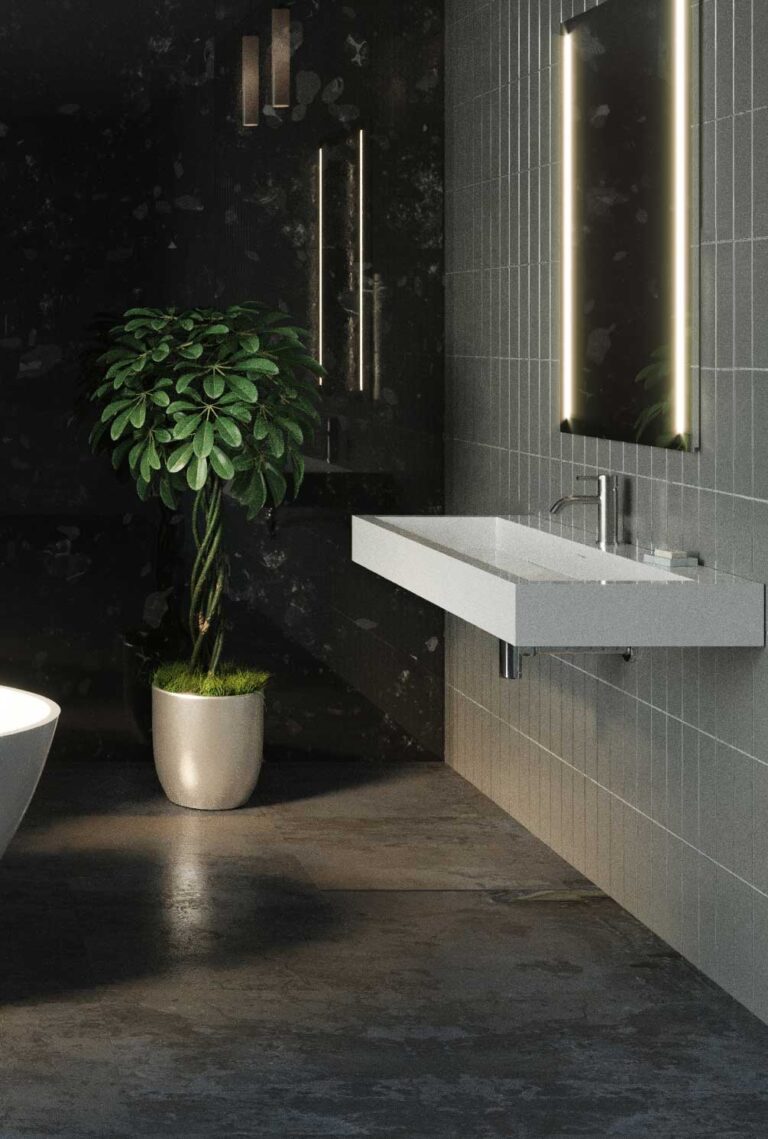 Double Trough Wall Mounted Bathroom Sink - WT-06-XXL | Badeloft
