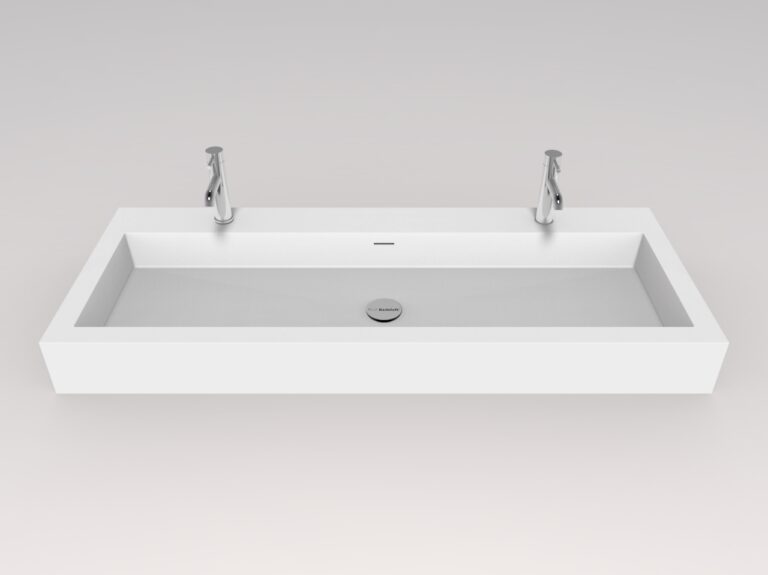Double Trough Wall Mounted Bathroom Sink - WT-06-XXL | Badeloft