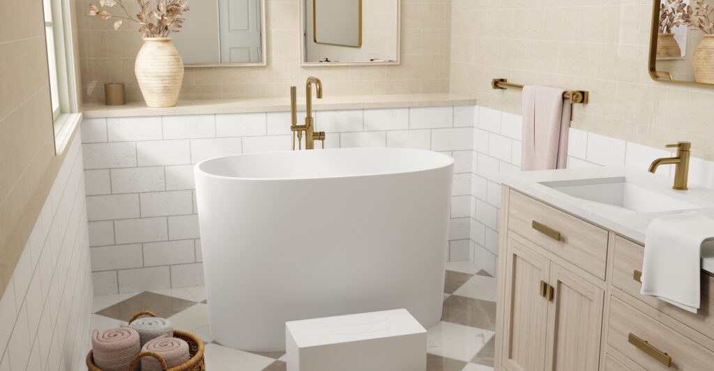 Badeloft Freestanding Bathtub BW-08-S Stone Resin Matte White Detail View