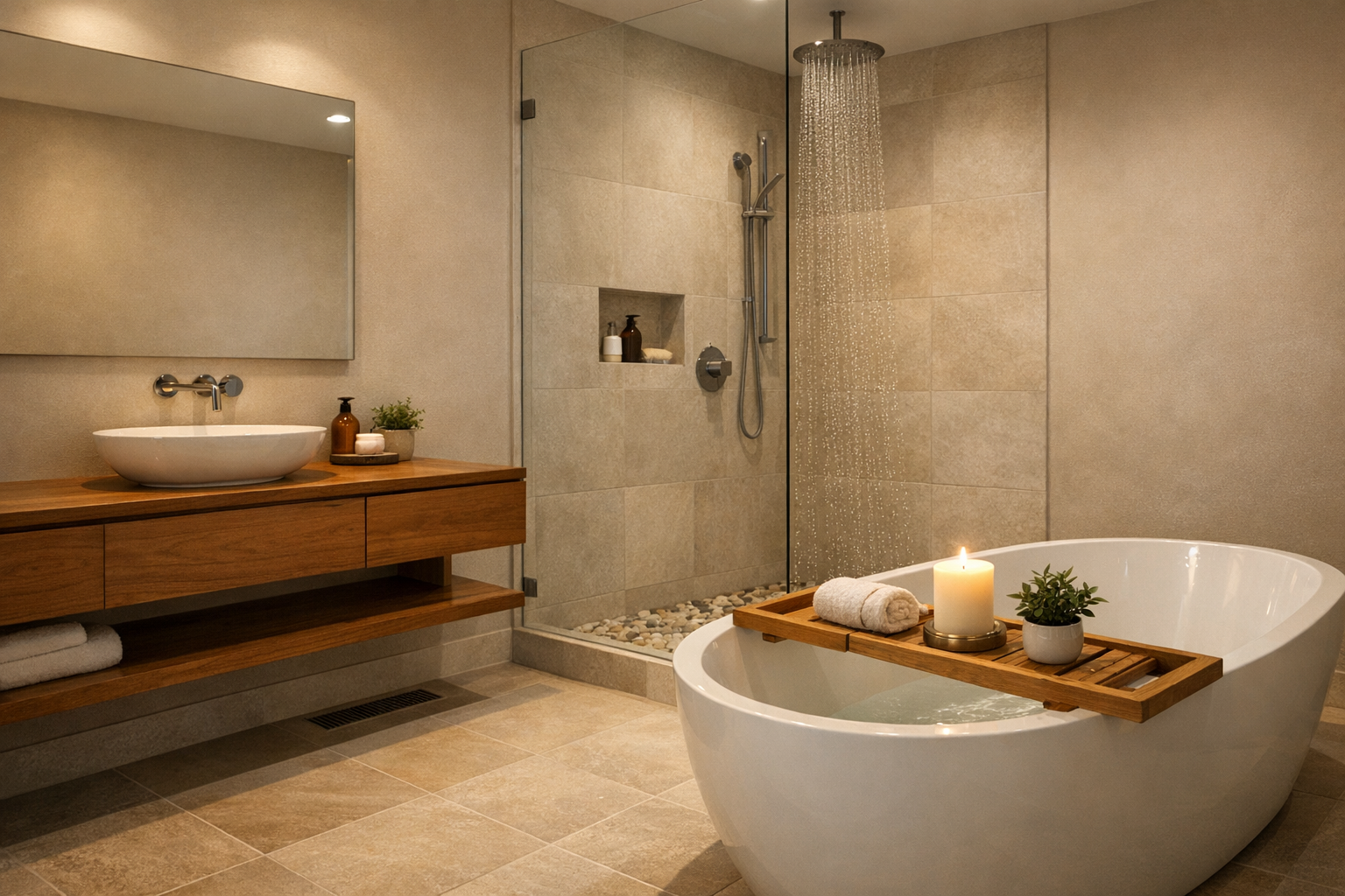 A spa-like master bathroom with intentional simplicity