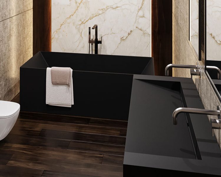 BW-06-L-BLK-Freestanding Bathtub and Sink