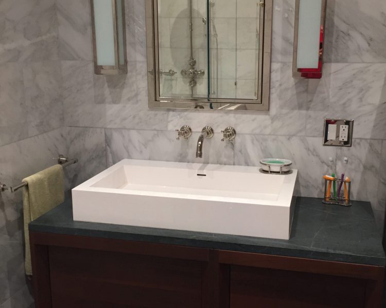counterop sink in modern bathroom